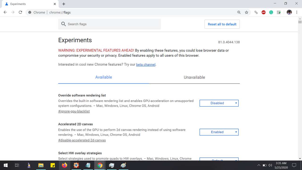 Customize Experimental Chrome Settings Customize Experimental Chrome Settings