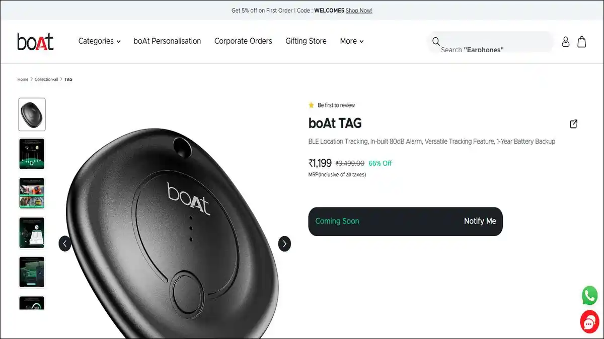 boAt TAG Bluetooth Tracker Flipkart sale