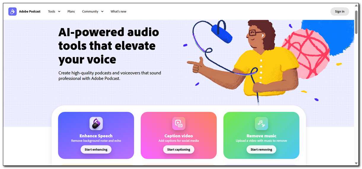 Adobe Podcast: Often Delivers the Cleanest Audio Enhancement Results