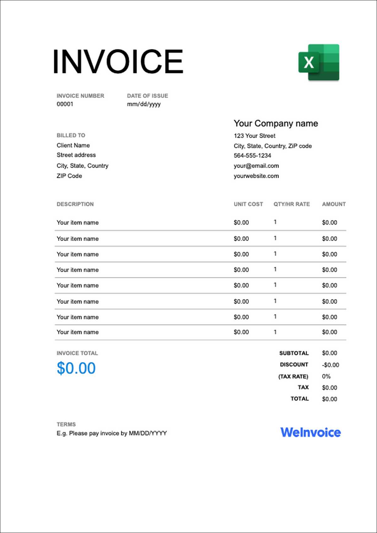 Example of a clean professional invoice created with WeInvoice showing logo placement and organized line items.
