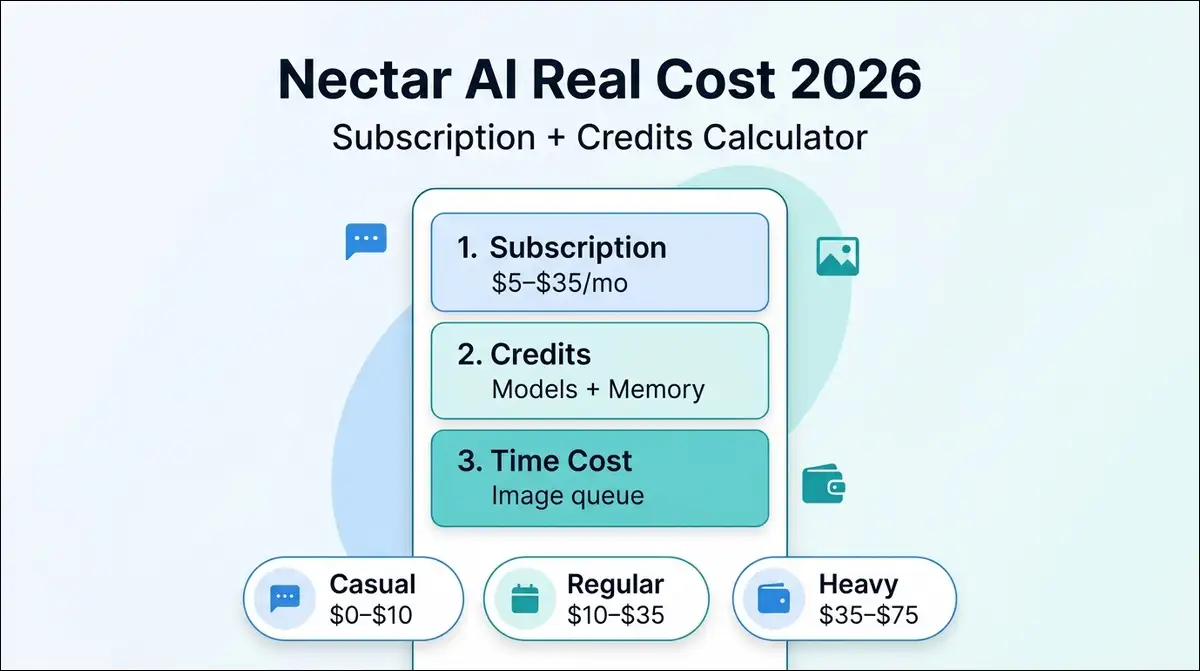 Nectar AI real cost calculator 2026 showing subscription tiers plus credit spend